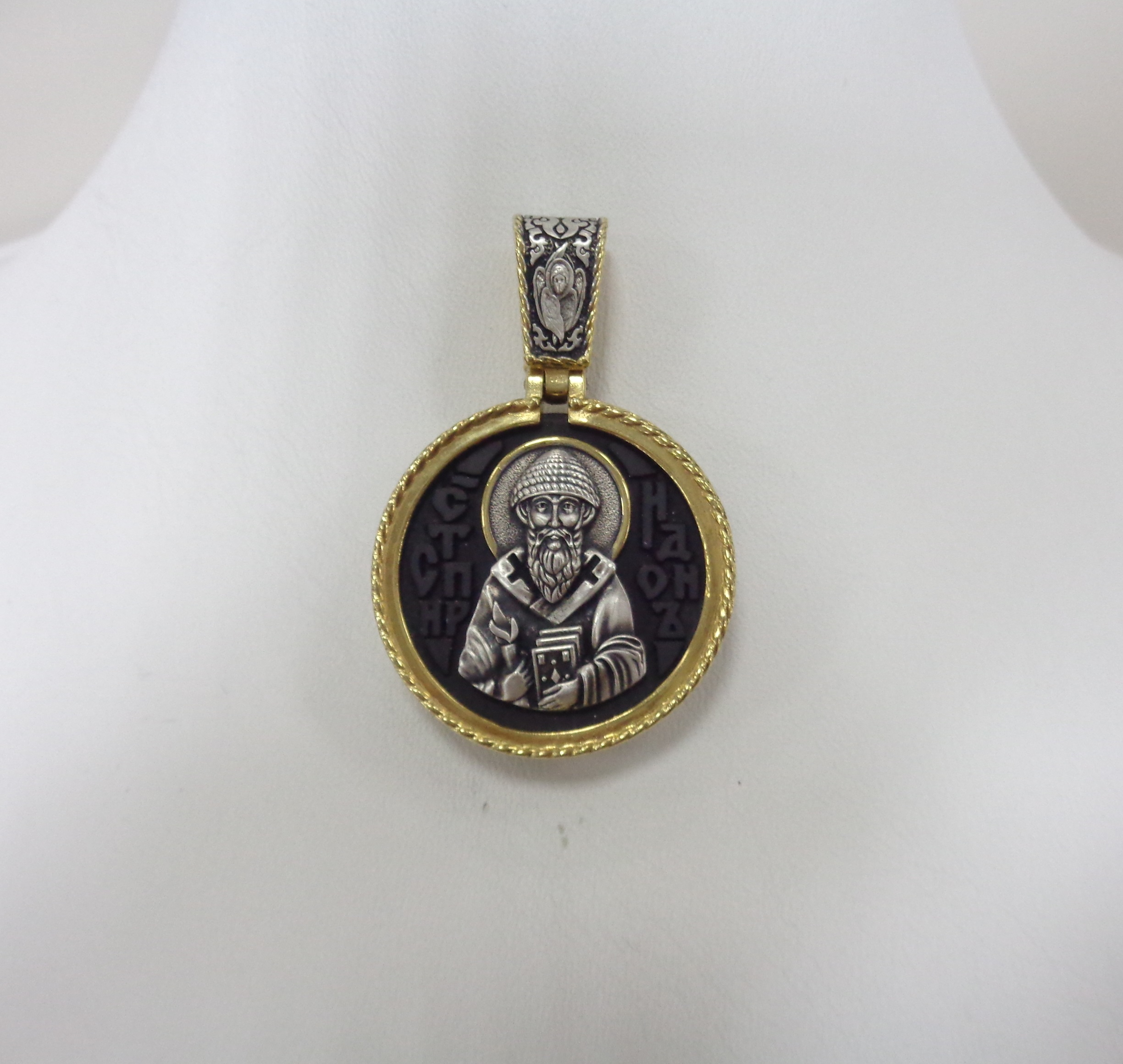 Серебряная подвеска с эбеновым деревом "Св.Спиридон"